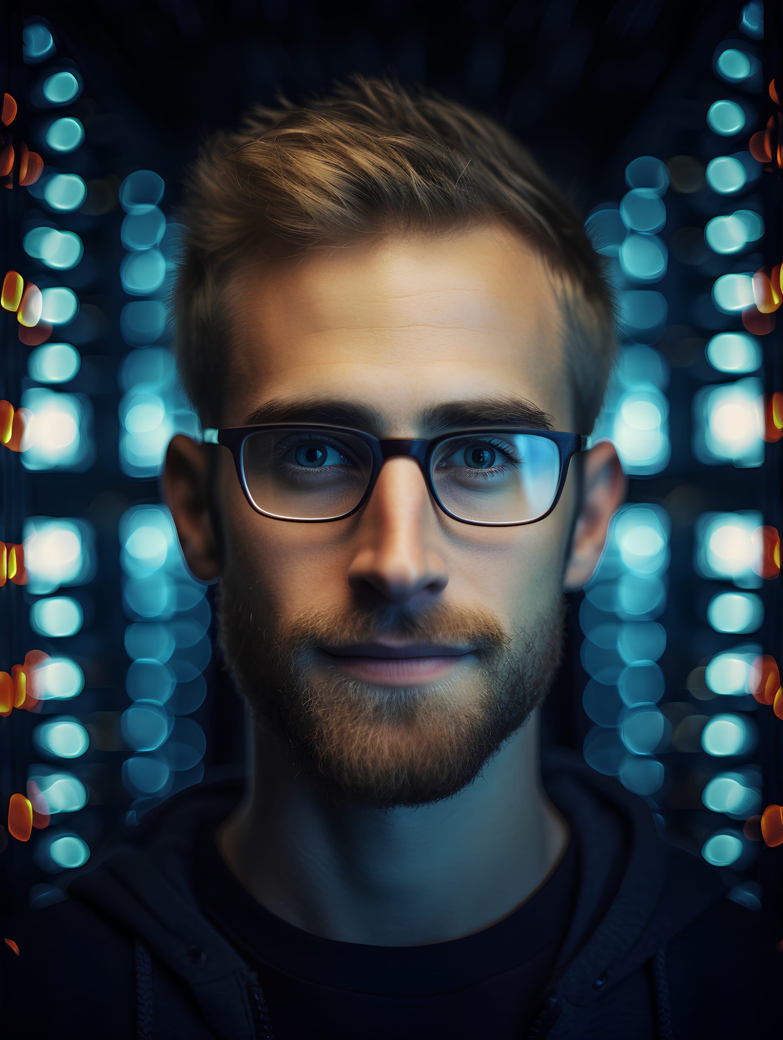Portrait of a handsome young hipster man in glasses. Studio shot.